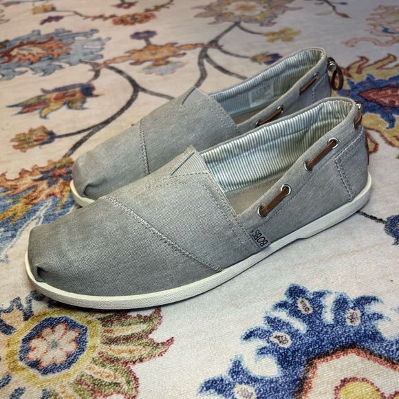 Bobs Skechers Gray Loafers Memory Foam Leather Insole - Picture 3 of 5